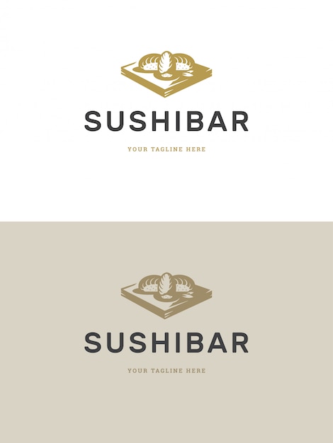 Illustration Vectorielle De Sushi Restaurant Emblème Logo Modèle