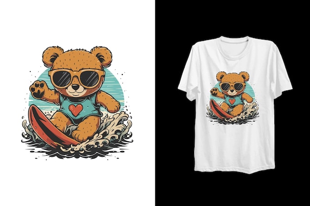 Vecteur illustration vectorielle de t-shirt avec un mignon ours en peluche