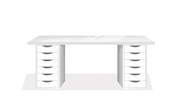 Vecteur illustration vectorielle d'une table blanche pour le travail, le bureau, la maison, l'ordinateur.