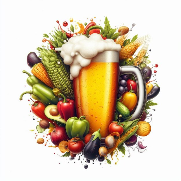 Vecteur illustration vectorielle de la tasse de bière hoppy glass pint isolée sur le papier peint blanc de l'icône emoji ale draft