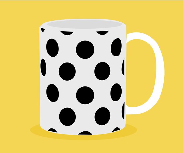 Illustration Vectorielle D'une Tasse De Café Blanche Avec Des Points Noirs