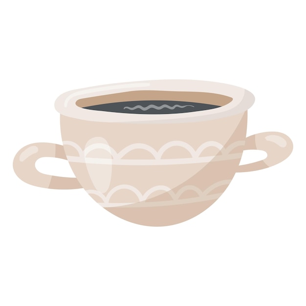 Illustration vectorielle d'une tasse de thé ou de café en porcelaine avec poignées isolées sur blanc