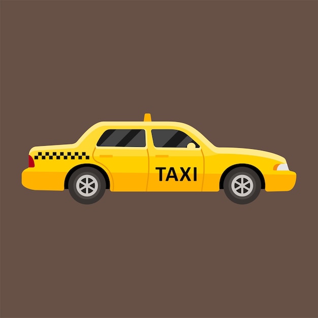 Vecteur illustration vectorielle de taxi jaune voiture style plat