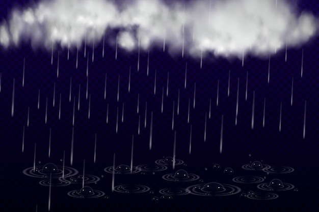 Vecteur illustration vectorielle de temps unique frais avec nuages et fortes pluies d'automne.
