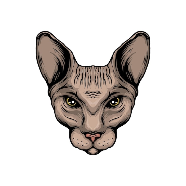 Vecteur illustration vectorielle de tête de chat sphynx