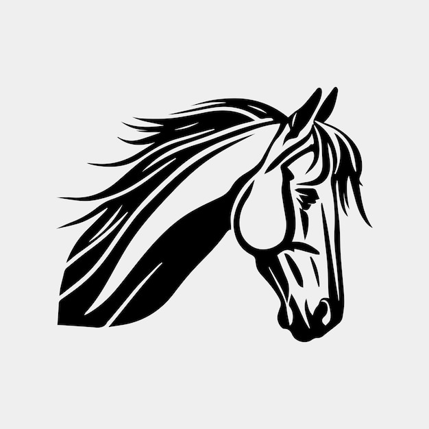 Illustration vectorielle tête de cheval sur fond blanc