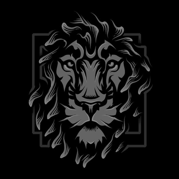 Vecteur illustration vectorielle de la tête d'un lion gris