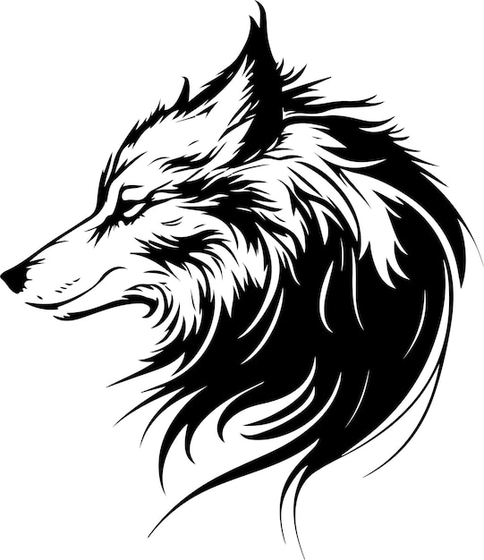 Illustration vectorielle de tête de loup avec ornement. Illustration vectorielle