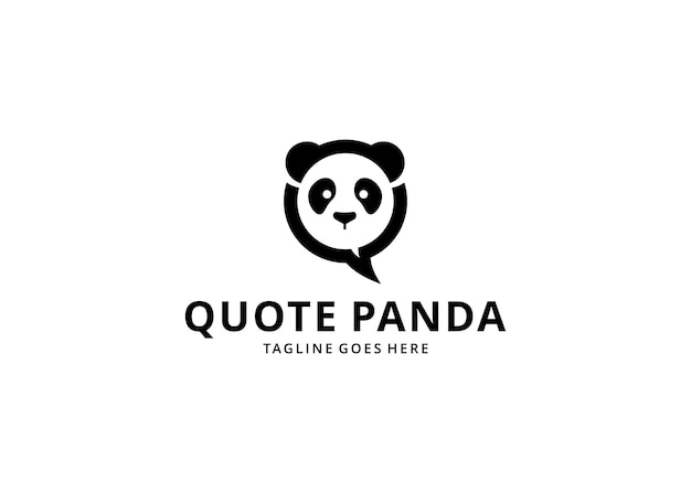 Illustration Vectorielle De Tête D'ours Panda En Forme Ronde Avec Logo D'icône De Silhouette De Bulle De Chat