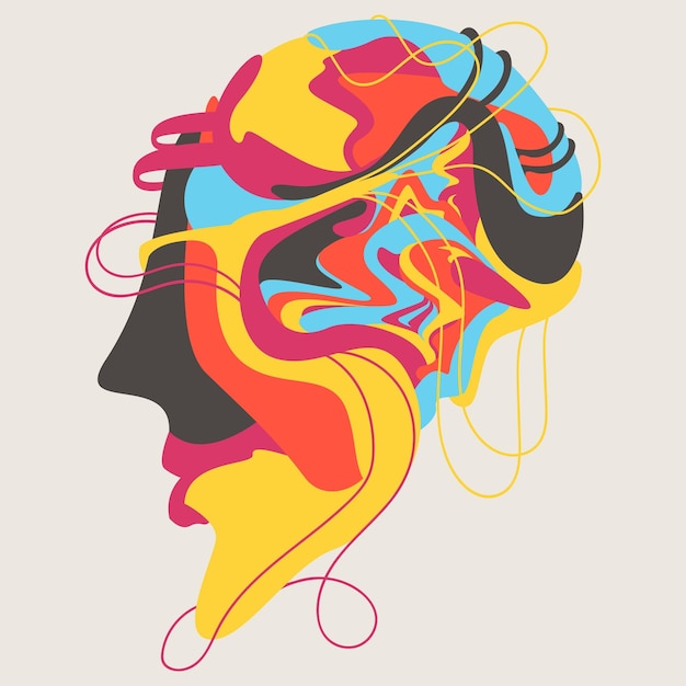 illustration vectorielle tête psychédélique colorée