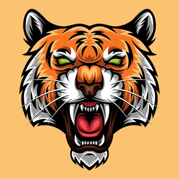 Illustration vectorielle de tête de tigre en colère mascotte