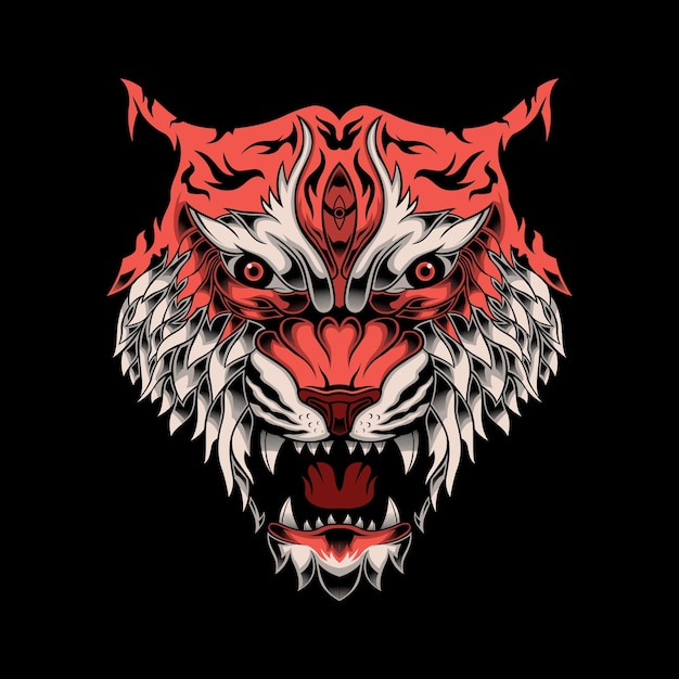 Illustration vectorielle de tête de tigre en colère