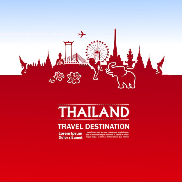 Illustration Vectorielle De Thaïlande Voyage Destination Grand.