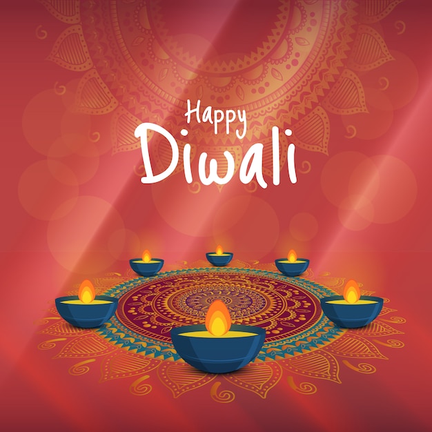 Illustration Vectorielle Sur Le Thème De La Fête De Diwali. Deepavali Fête De La Lumière Et Du Feu.