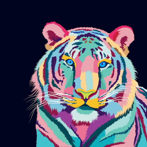 Illustration Vectorielle De Tigre Coloré Pop Art