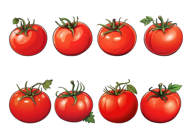 Illustration Vectorielle De Tomate Isolée Sur Fond Blanc