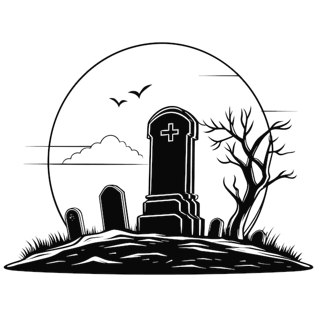 Vecteur illustration vectorielle de tombe simple halloween ou décoration