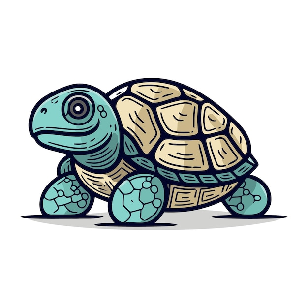 Illustration Vectorielle De Tortue De Dessin Animé Isolée Sur Un Fond Blanc