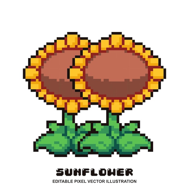 Illustration Vectorielle De Tournesol De Pixel Pour L'actif De Jeu Vidéo, Le Graphique De Mouvement Et D'autres