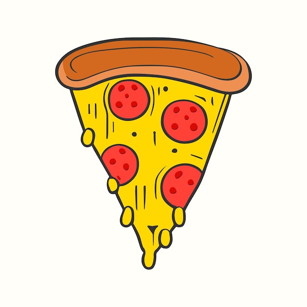 Illustration Vectorielle D'une Tranche De Pizza Au Fromage Fondu Style De Dessin Animé Plat