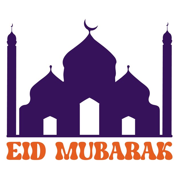 Illustration vectorielle de typographie Eid Mubarak et fond blanc coloré