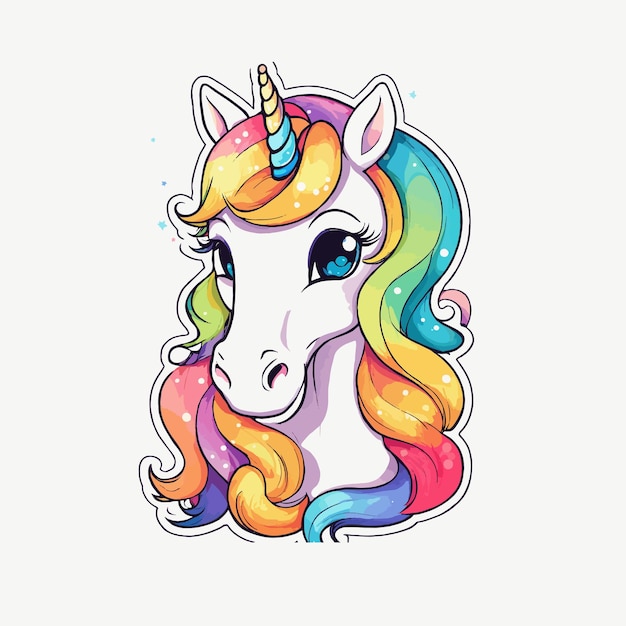 L'illustration Vectorielle De L'unicorne Kawaii Isole Le Fond