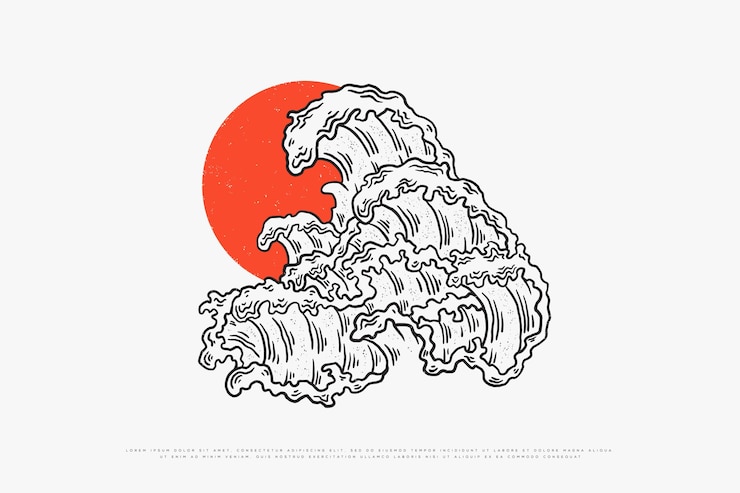 Vecteur illustration vectorielle de vagues monoline