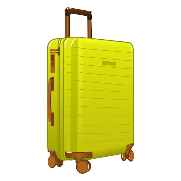 Illustration vectorielle de valise de voyage en plastique vert en style cartoon isolé sur fond blanc