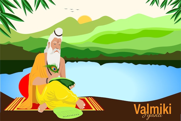 Illustration Vectorielle De Valmiki Jayanti Une Bannière Ou Une Affiche Mythologique Du Ramayana