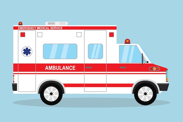 Illustration vectorielle d'un véhicule d'ambulance à plat et d'un camion automatique d'urgence