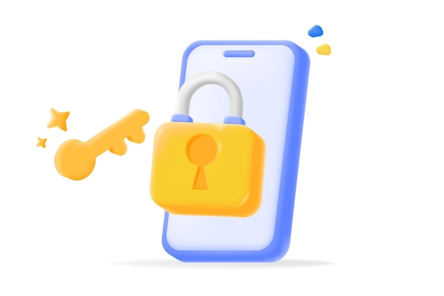 illustration vectorielle verrou mobile sécurisé et clé avec une protection des données de smartphone