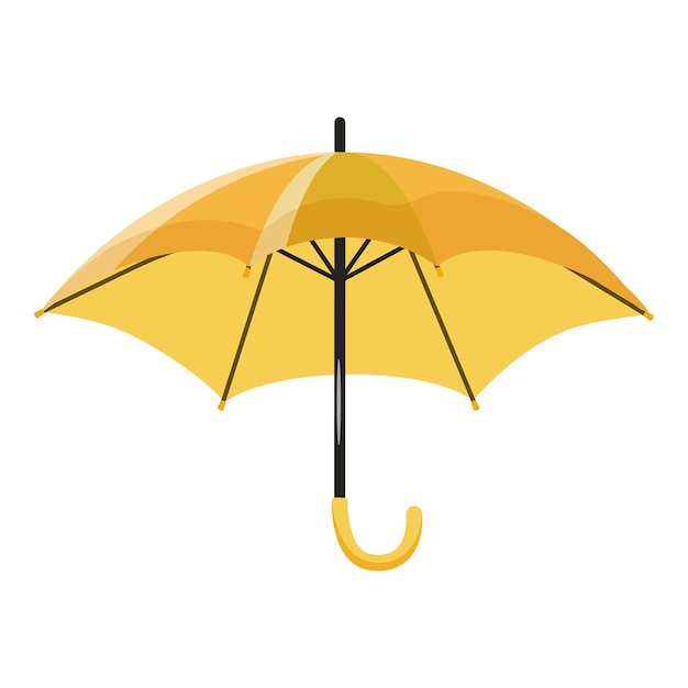 Illustration vectorielle vibrante d'un parapluie jaune avec une poignée incurvée isolée sur blanc