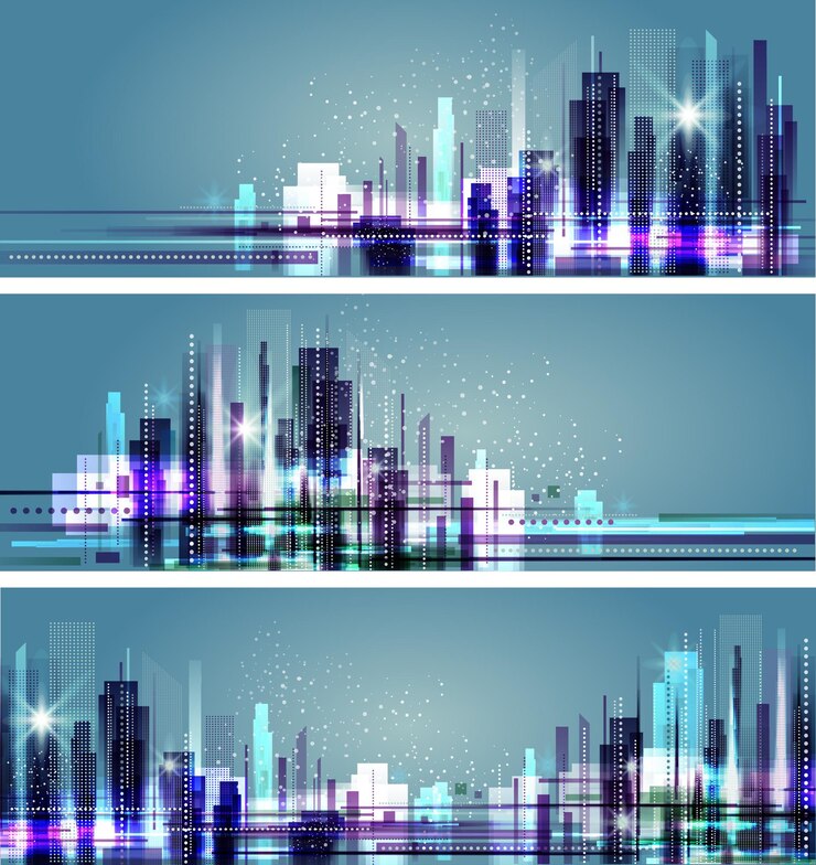Vecteur illustration vectorielle de la ville la nuit lumières de la ville