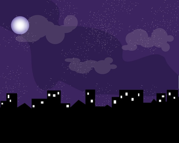 Vecteur illustration vectorielle de ville de nuit paysage urbain sombre paysage de nuit dans un style plat abstrait