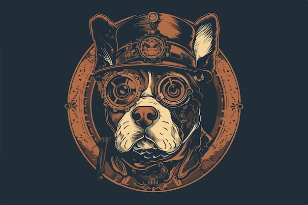 Illustration Vectorielle Vintage De Chien Steampunk Pour T-shirt