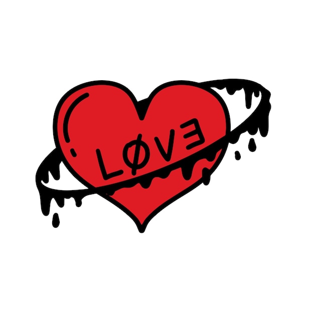 Illustration vectorielle de vintage coeur brisé old school tatouage