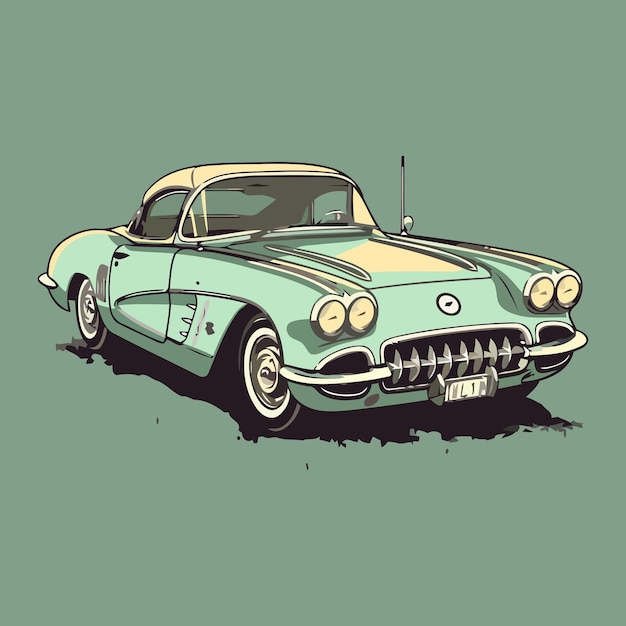 Illustration vectorielle de voiture chevrolet corvette vintage 1959 pour t-shirt