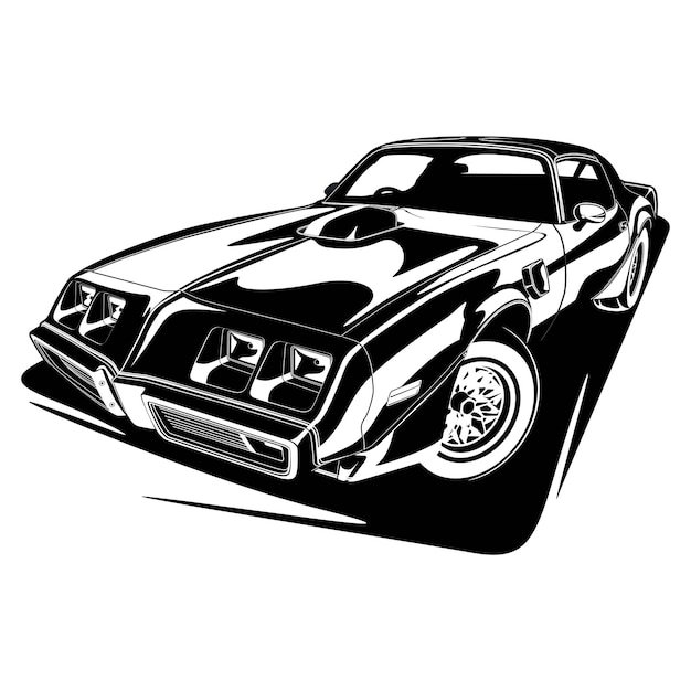 Illustration vectorielle de voiture noir et blanc pour la conception conceptuelle