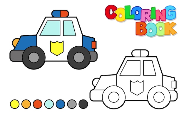 Vecteur illustration vectorielle d'une voiture de police livre de coloriage pour enfants niveau simple