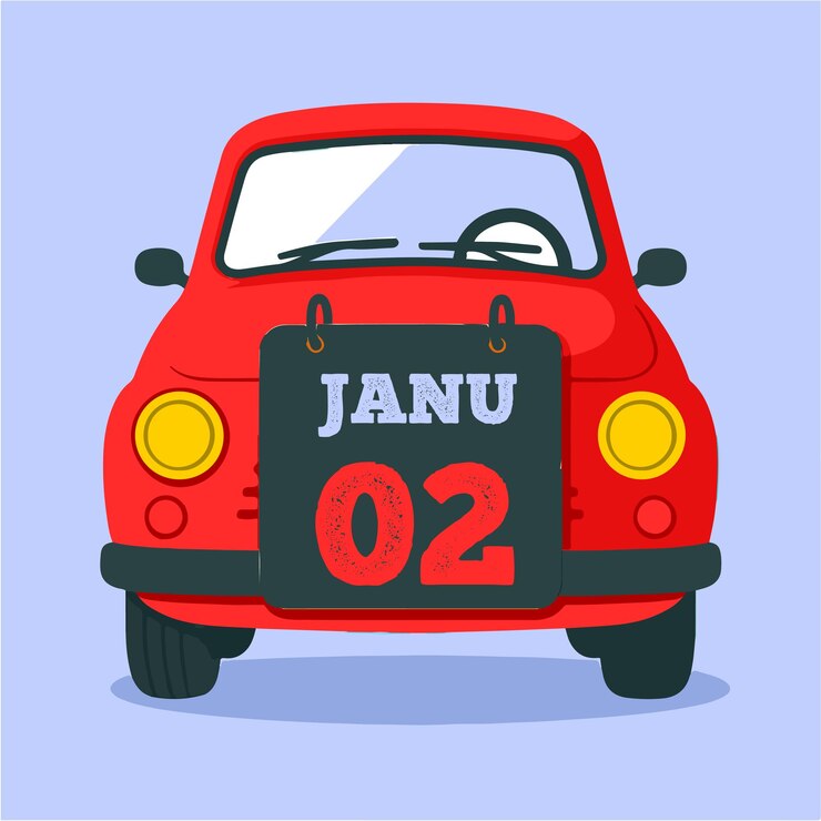Illustration vectorielle de voiture vintage pour JANUARY