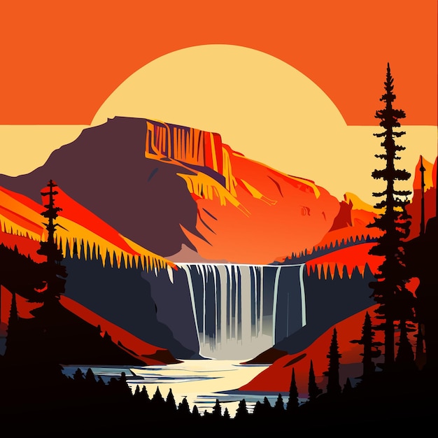 illustration vectorielle de Yellowstone à plat