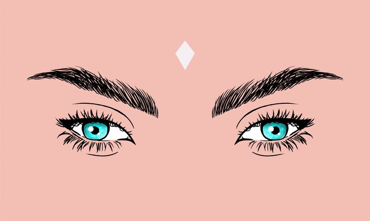 Illustration vectorielle yeux bleus avec eye-liner Foxy.