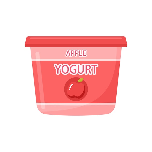 Illustration vectorielle de yogourt à la pomme sur fond blanc Yogourt de pomme délicieux