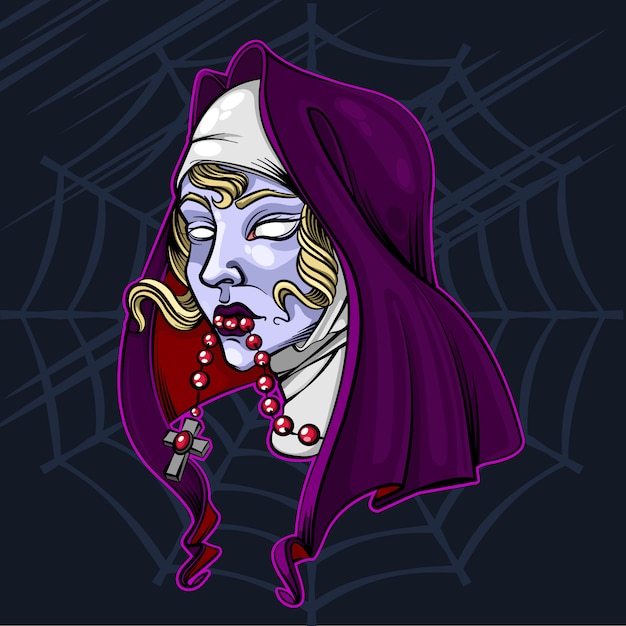 Illustration vectorielle de zombie halloween nonne