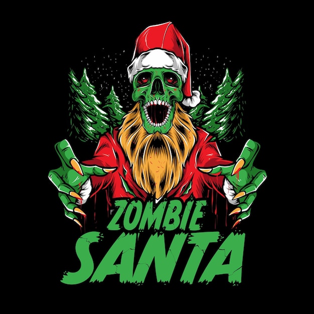 Illustration Vectorielle De Zombie Père Noël | Vecteur Premium