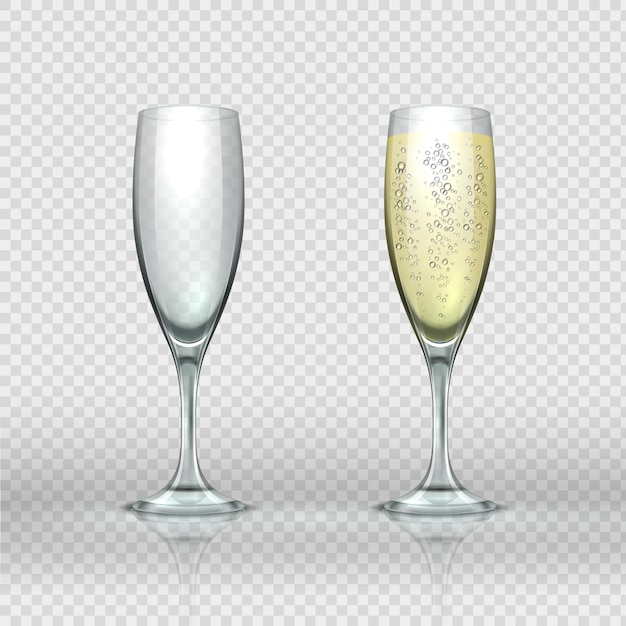 Vecteur illustration de verre de champagne réaliste