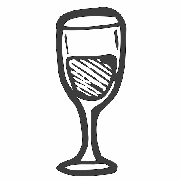 Illustration De Verre à Vin Dans Un Style Doodle