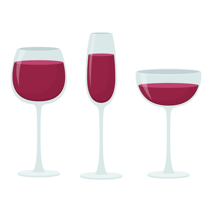 Vecteur illustration de verres à vin isolé sur fond blanc