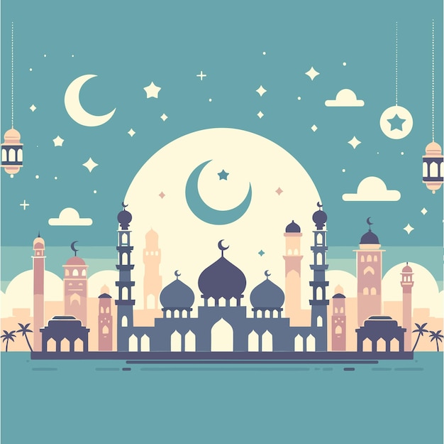 Vecteur une illustration des vibrations de la mosquée et du ramadan