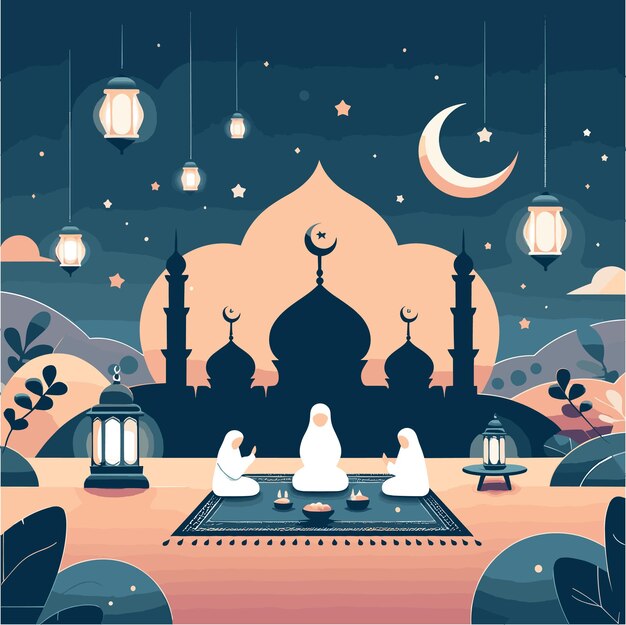 Vecteur une illustration des vibrations de la mosquée et du ramadan